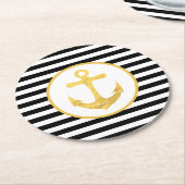 いかりとストライプ |航海のテーマ | Coasters ラウンドペーパーコースター (アングル)