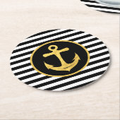 いかりとストライプ |航海のテーマ | Coasters ラウンドペーパーコースター (アングル)