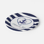 いかりとブルーのストライプ ペーパープレート (アングル)