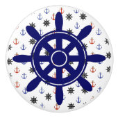 いかりとホイール航海のをテーマにしたキャビネットノブ セラミックノブ (正面)