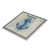 いかりとロープと地図デザイン航海の、 タイル (側面)