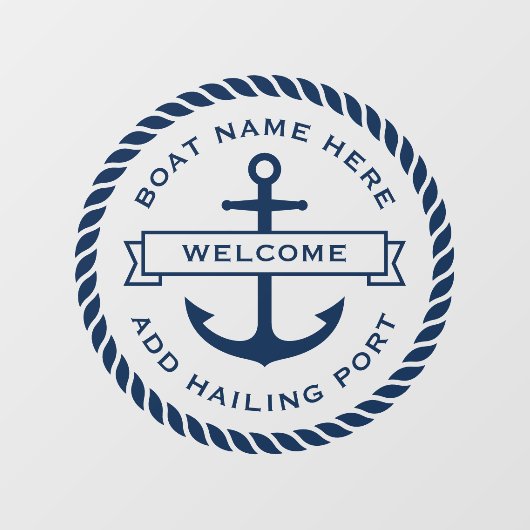 いかりとロープボート名の配船ポートへようこそ ウィンドウサイン (シート)