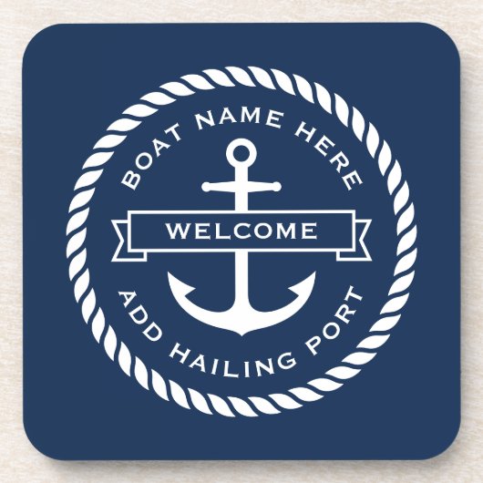 いかりとロープボート名の配船ポートへようこそ コースター (正面)