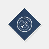 いかりとロープボート名の配船ポートへようこそ スタンダードカクテルナプキン (角)