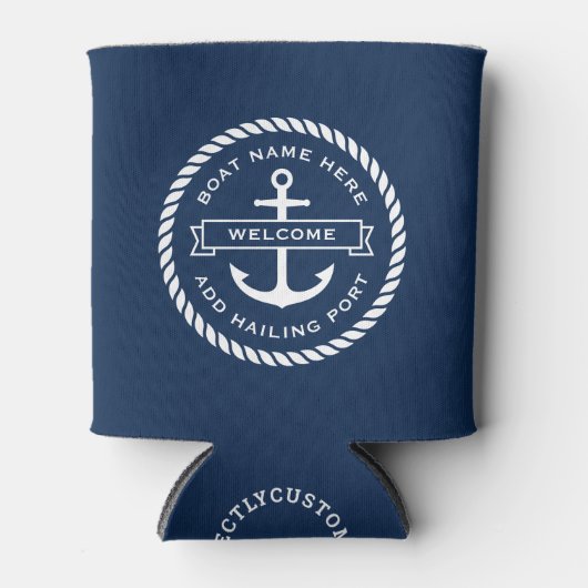 いかりとロープボート名の配船ポートへようこそ 缶クーラー (正面)