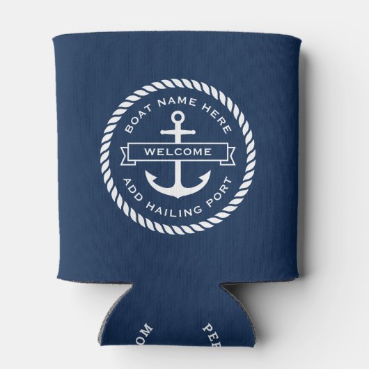 いかりとロープボート名の配船ポートへようこそ 缶クーラー (裏面)