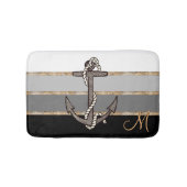 いかりとロープ(モノクロの黒いグラデーション) バスマット (正面)