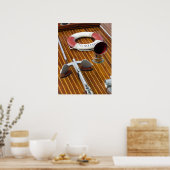 いかりと木製ボートの救命浮標 ポスター (キッチン)