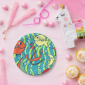 いかりと海下の魚紙プレート ペーパープレート (パーティー)