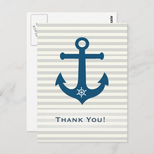 いかりと船のホイールストライプの – ありがとう ポストカード (正面/裏面)