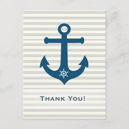 いかりと船のホイールストライプの – ありがとう ポストカード (正面)