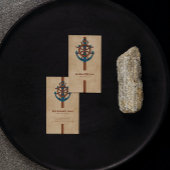 いかりと船の舵ベージュの背景 名刺