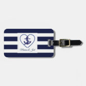 いかりと青のストライプパターン ラゲッジタグ (正面横)