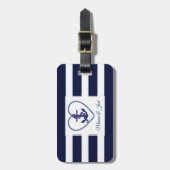 いかりと青のストライプパターン ラゲッジタグ (正面縦)