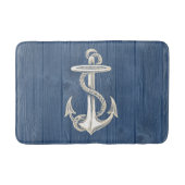 いかりのクリーム色のヴィンテージの青い木製のBathの敷物 バスマット (正面)