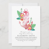 いかりのビーチの航海のな熱帯ベビーシャワー 招待状 (正面)