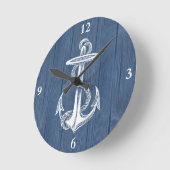 いかりのヴィンテージの青い木製の時計 ラウンド壁時計 (傾斜)