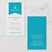 いかりの水の青く白いヨットの名刺 名刺 (正面/裏面)