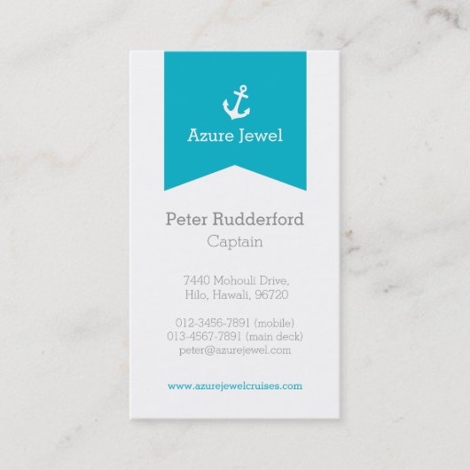 いかりの水の青く白いヨットの名刺 名刺 (正面)