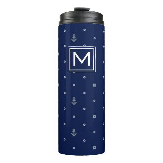 いかりの水玉模様パターン|はあなたのイニシャルを加えます タンブラー (正面)