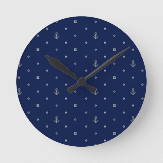 いかりの水玉模様パターン ラウンド壁時計 (正面)