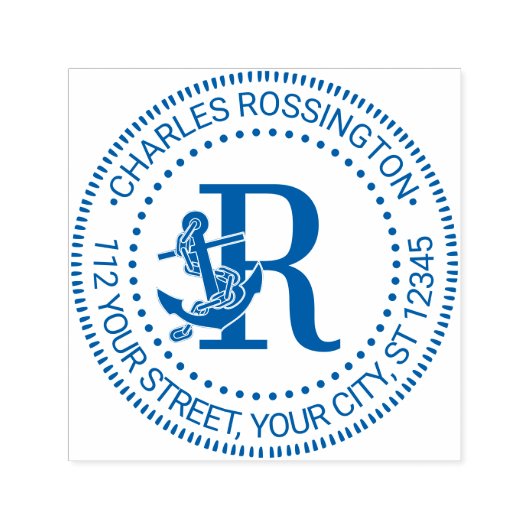 いかりの独身のInit Monogram名アはっきりしたドレス セルフインキングスタンプ (デザイン)