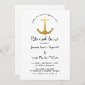 いかりの航海のでフェイクな金ゴールドホイル|のリハーサルの夕食 招待状 (正面/裏面)