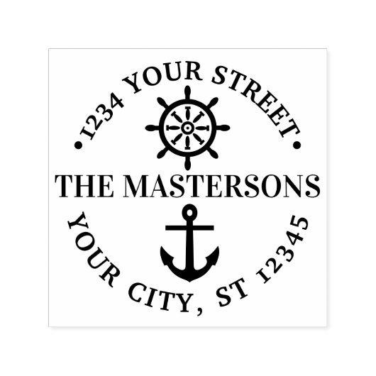 いかりの船舶用車輪ラウンド名差出人住所 セルフインキングスタンプ (デザイン)