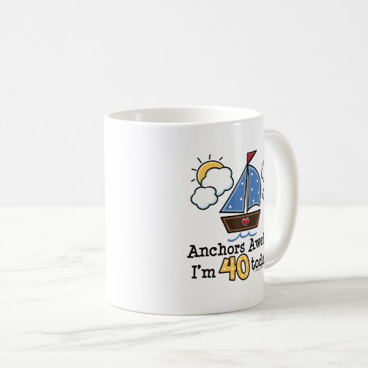 いかりのAweighヨットの第40誕生日のマグ コーヒーマグカップ (正面右)