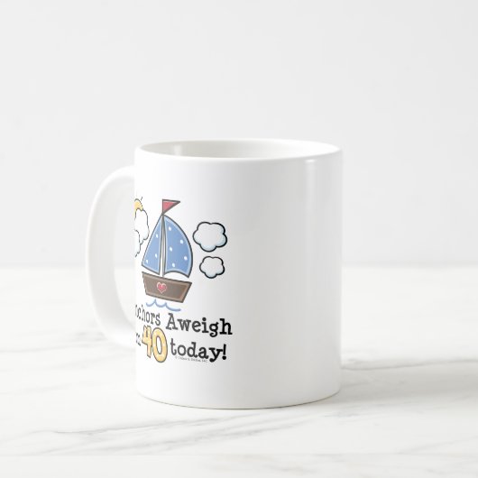いかりのAweighヨットの第40誕生日のマグ コーヒーマグカップ (正面左)