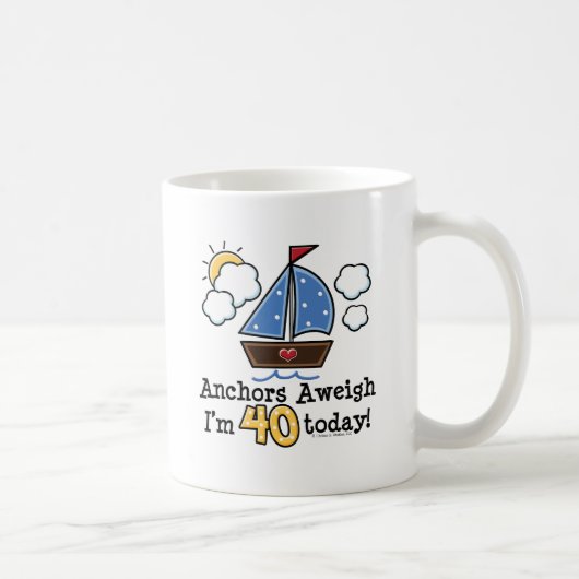 いかりのAweighヨットの第40誕生日のマグ コーヒーマグカップ (右)