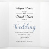 いかりやほこりっぽい青航海の結婚い花 三つ折り招待状 (内部中)