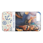 いかりを持つカスタムな写真及び文字赤および海軍 Case-Mate iPhoneケース (裏面(横))