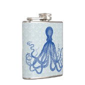 いかりを持つヴィンテージの青いタコ フラスク (右)