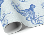 いかりを持つヴィンテージの青いタコ ラッピングペーパー (ロールコーナー)