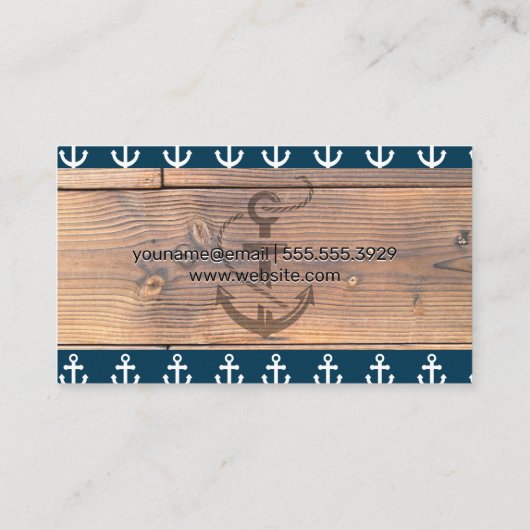 いかりアイコン | 木目パネル 名刺 (裏面)