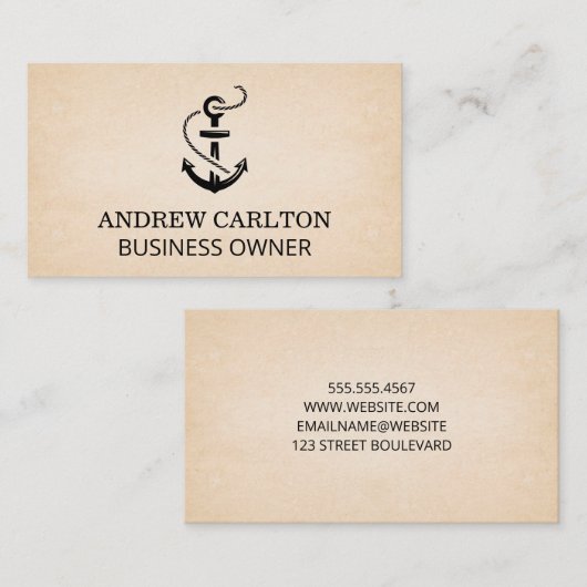 いかりアイコン | 紙テクスチャの背景 名刺 (正面/裏面)