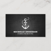 いかりアイコン |黒いテクスチャ 名刺 (正面)