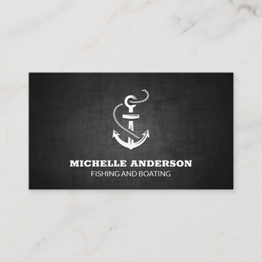 いかりアイコン |黒いテクスチャ 名刺 (正面)