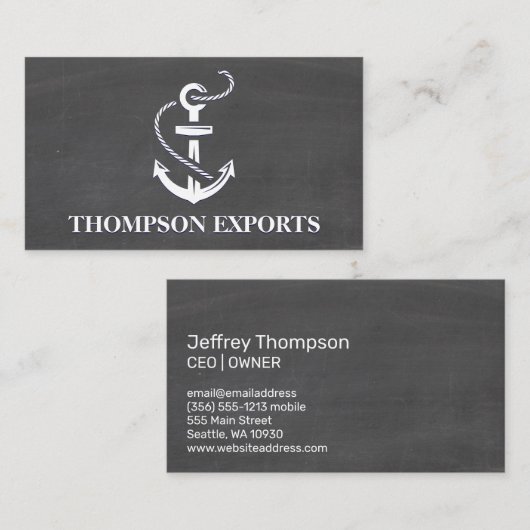 いかりアイコン |黒板の背景 名刺 (正面/裏面)