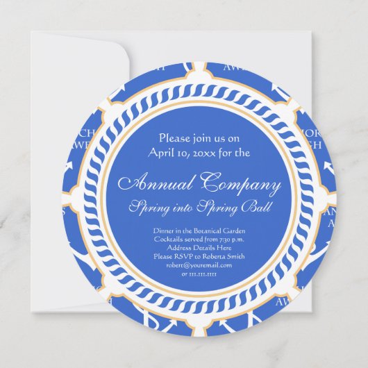 いかりアウエルセーリングテーマ沿岸パターン 招待状 (裏面)