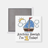 いかりアウエルセーリングボート第1誕生日マグネット マグネット (正面/裏面)