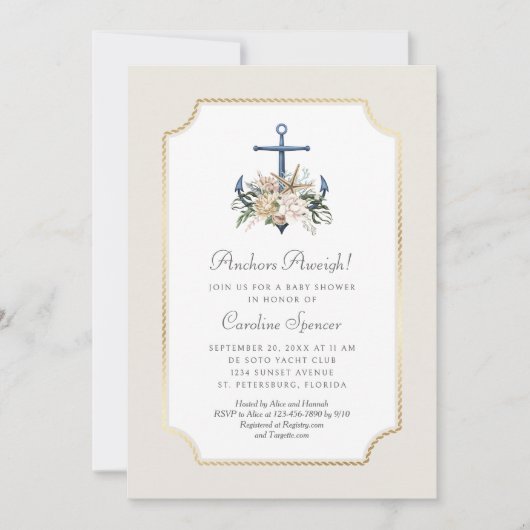 いかりアウエー航海のベビーシャワー招待状 招待状 (正面)