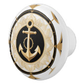 いかりアールデコ白黒および金ゴールド 航海の セラミックノブ (右)