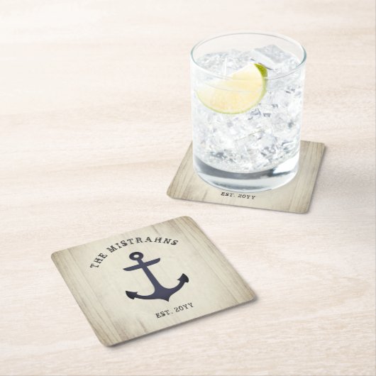 いかりウッ素朴ドボート名スクエア紙 スクエアペーパーコースター (インサイチュ)