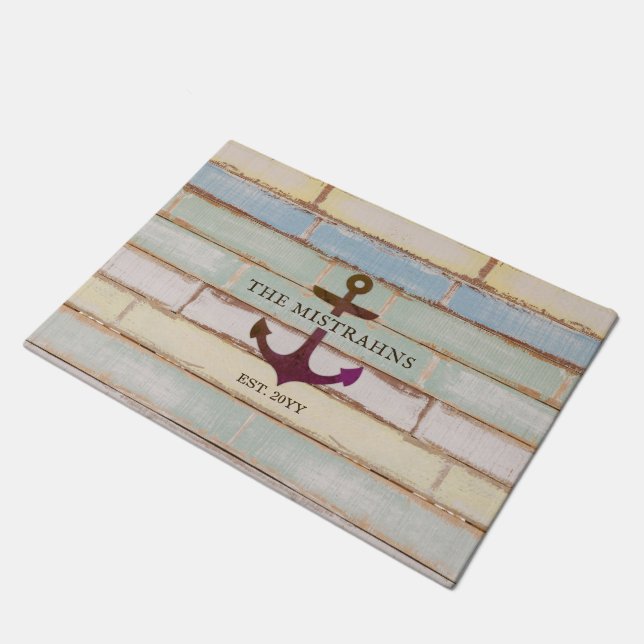 いかりウッ素朴ドボート名 ドアマット (アングル)