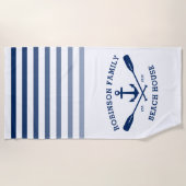 いかりオアーズファミリーネームビーチハウスホワイト ビーチタオル (正面)