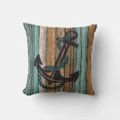 いかりオンアンティーク風化木板の模様 クッション (正面)