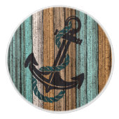 いかりオンアンティーク風化木板の模様 セラミックノブ (正面)