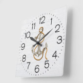 いかりオンホワイトウォッシュウッドスクエアウォールクロック スクエア壁時計 (傾斜)